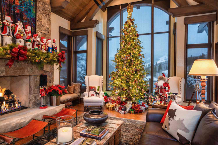 Cozy and Festive Living Room on Christmas