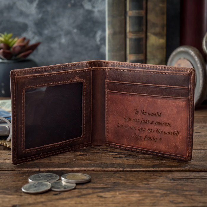 Personalized Leather Wallet with Engraving