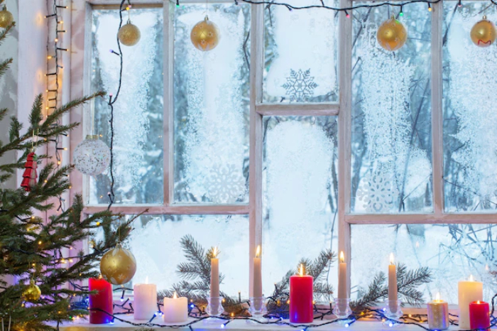 how to decorate Christmas windows
